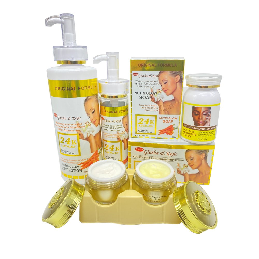 24K Gold Gluta & Kojic Whitening Face Cream Remove Melanin Pimple Anti-Aging Antioxidants 25g+25g