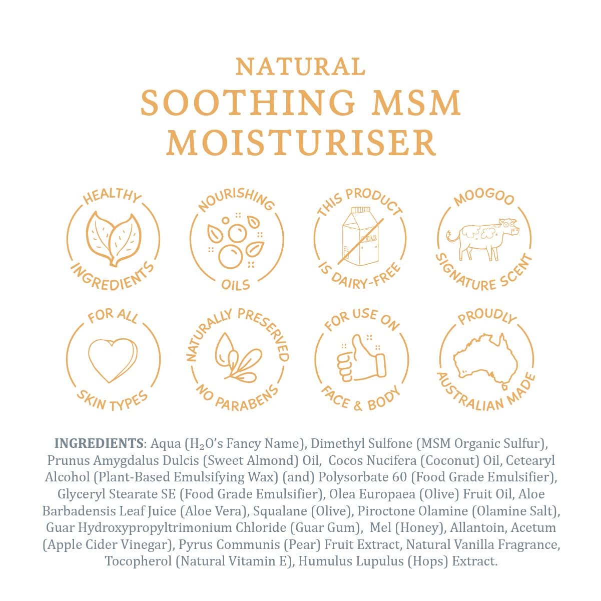 MooGoo Natural Soothing MSM 120g Moisturiser Face Cream & Lotion for sensitive skin for all ages