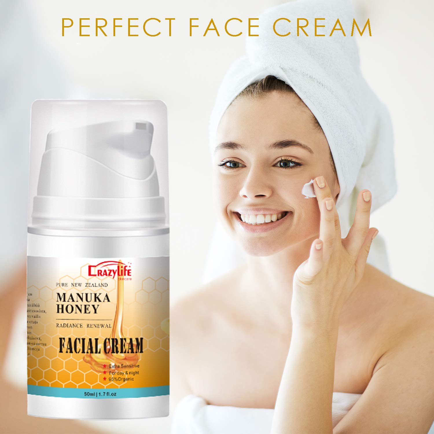 Crazylife honey face cream Honey Cream nourishes, refreshes and moisturizes 50g skin elasticity and moisturizing bee venom cream
