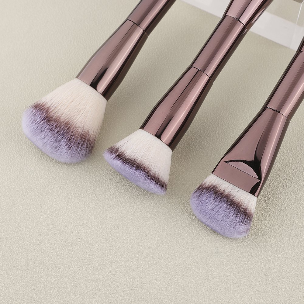 HMU Rich Stock Custom Logo Single BB Cream Powder Foundation Blush Brush Double Ended Two Side Large Face Powder Brushes