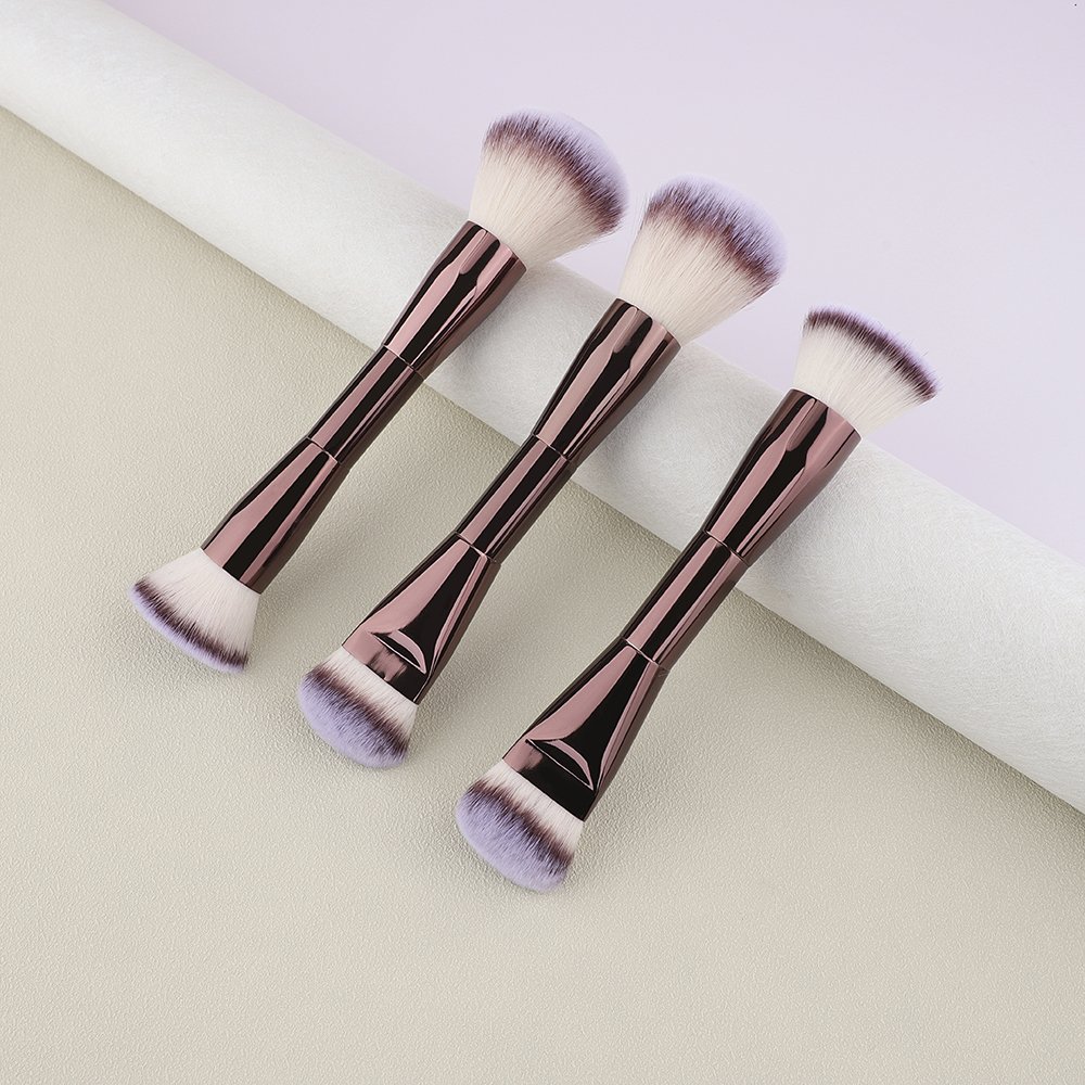 HMU Rich Stock Custom Logo Single BB Cream Powder Foundation Blush Brush Double Ended Two Side Large Face Powder Brushes