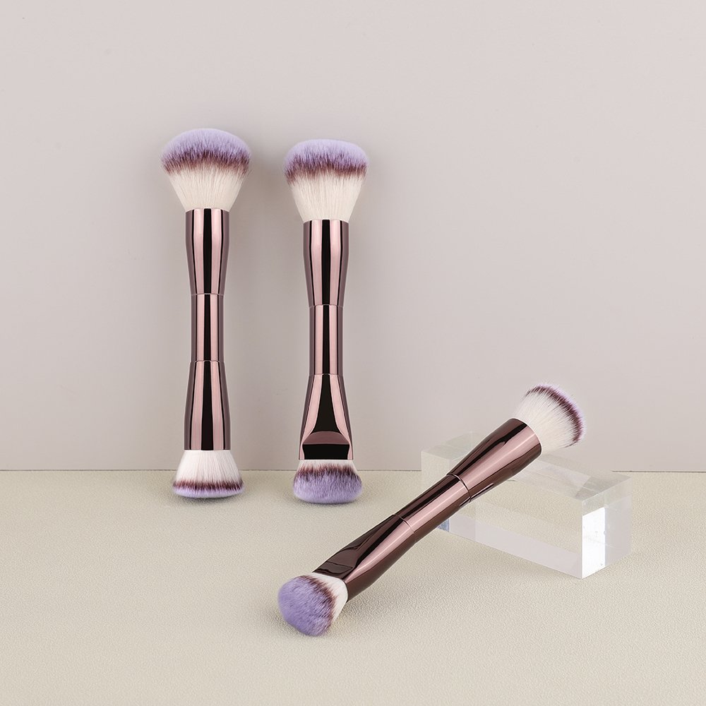 HMU Rich Stock Custom Logo Single BB Cream Powder Foundation Blush Brush Double Ended Two Side Large Face Powder Brushes