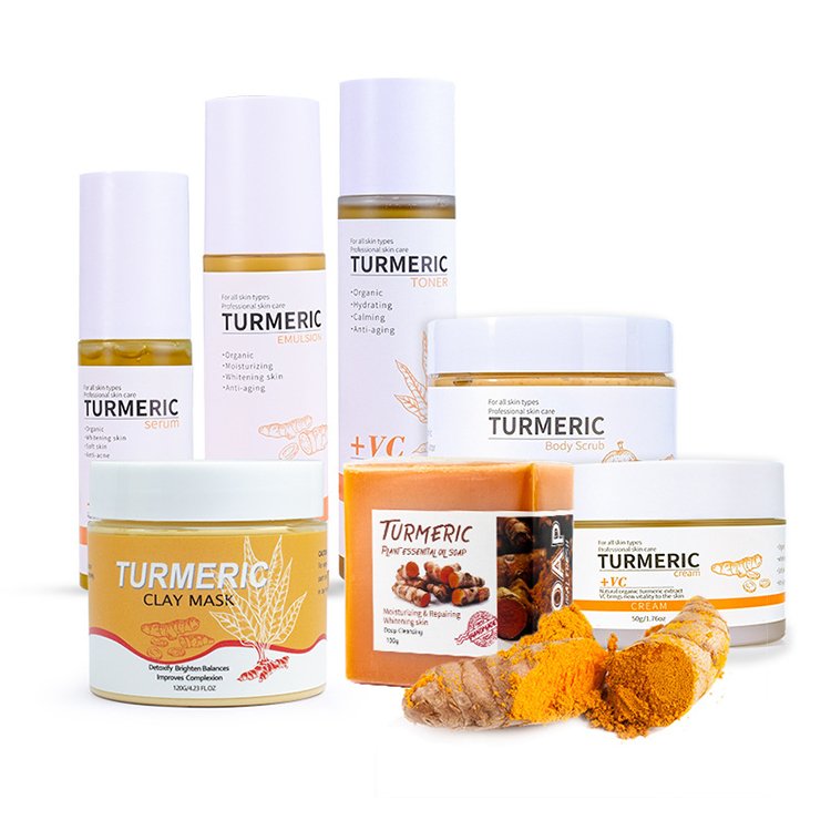 Best Whitening Beauty Products for Glowing Skin Turmeric Sets 5 Stars Private Label Cream Unisex Adults Custom Skincare Sets