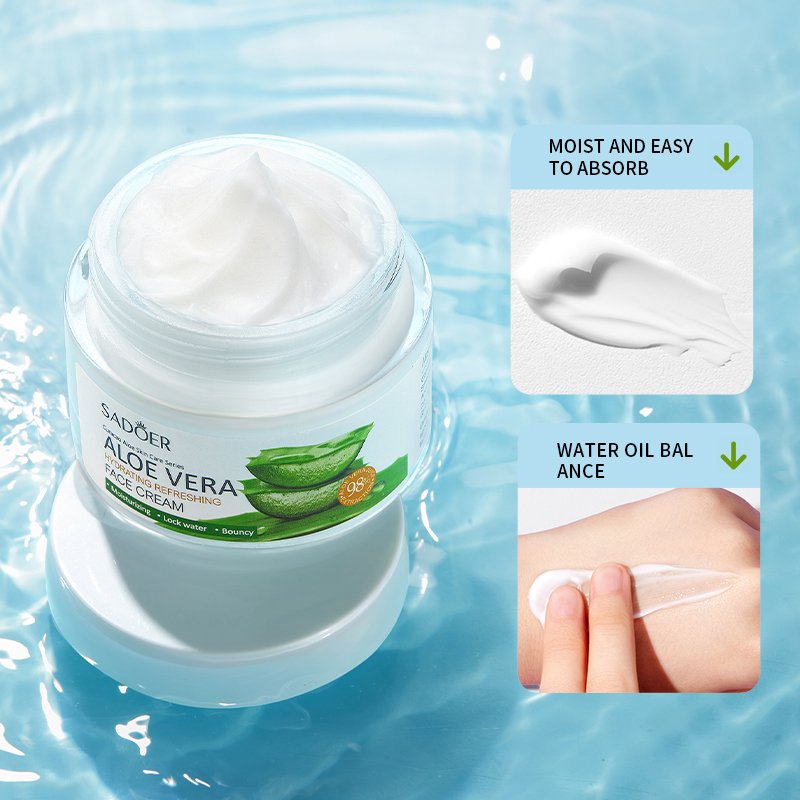 Best Skin Facial Cream SADOER Aloe Vera Hydrating Refreshing Face Cream Soothing Oil Control Deep Nourishing Brighten Dark Skin