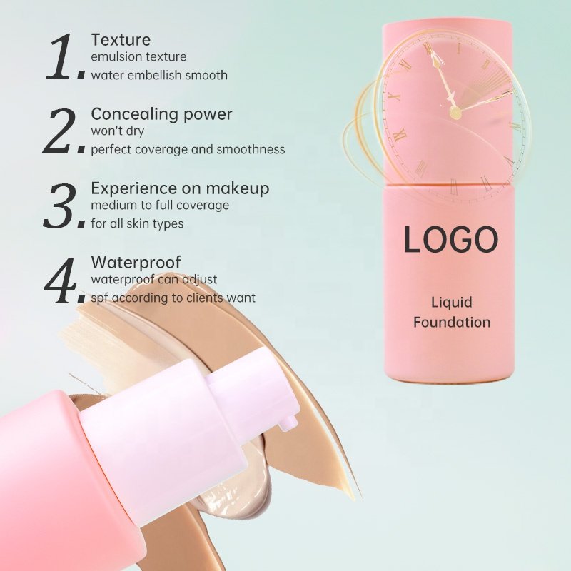 OEM All Skin Tone Colors Long Lasting Waterproof Concealer Full Coverage Face Makeup Liquid Foundation SPF Private Label Pink