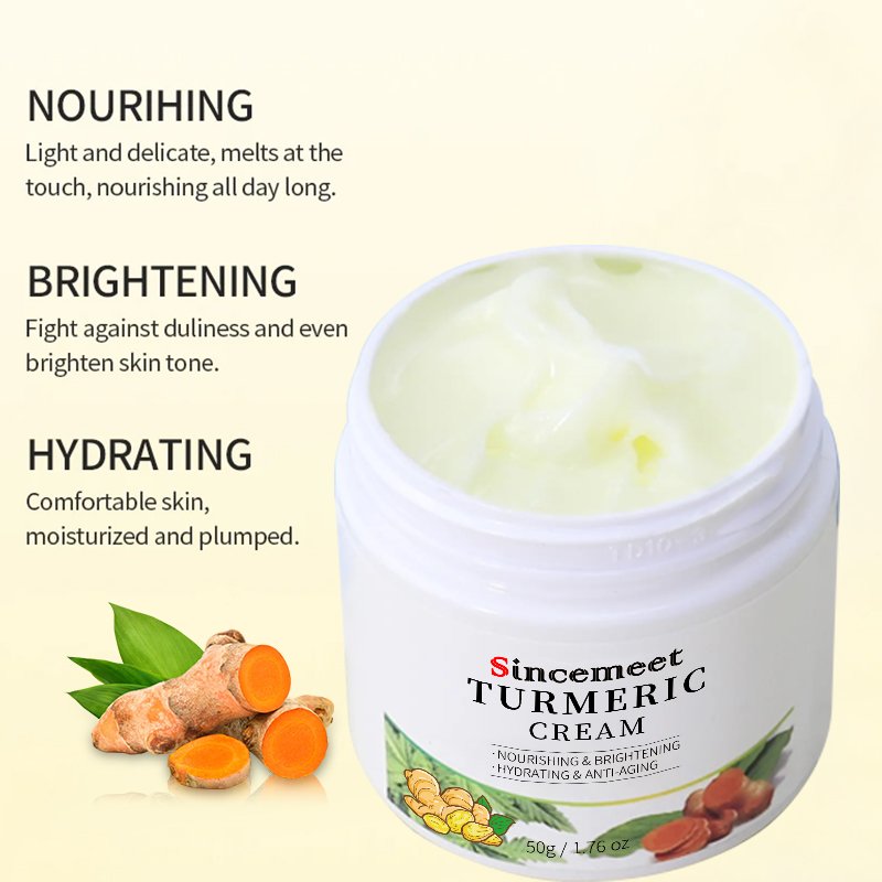 Hot Sale Custom Private Label Anti Aging Whitening Vitamin C Tumeric Cream Acne Treatment Dark Spot Removal Turmeric Face Cream