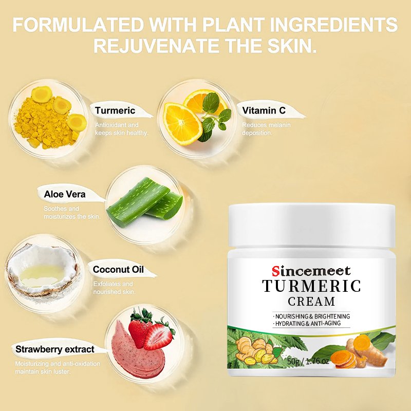 Hot Sale Custom Private Label Anti Aging Whitening Vitamin C Tumeric Cream Acne Treatment Dark Spot Removal Turmeric Face Cream