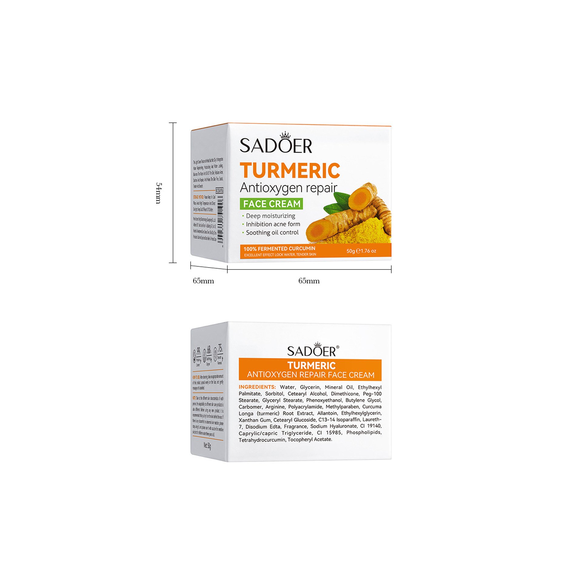 Nourishing moisturizing turmeric anti oxygen firming repairing and beautifying face cream