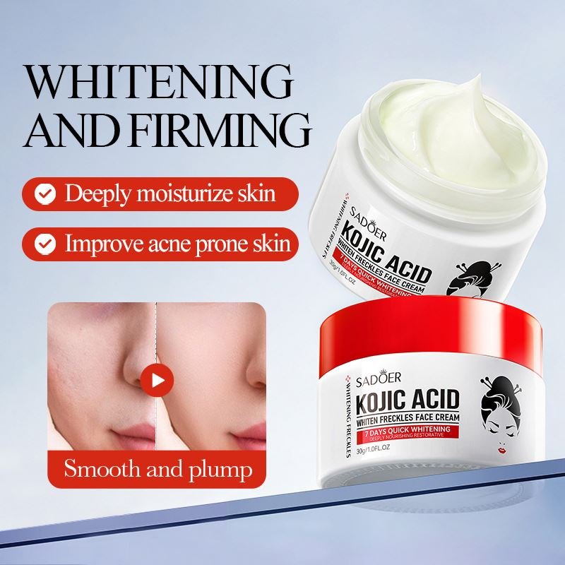 New arrival SADOER moisturize organic kojic acid face whitening cream for dark black skin