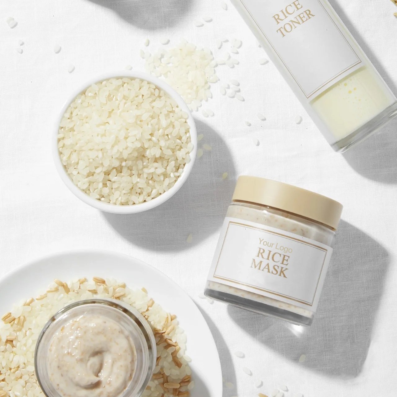 Korean Skin Care Products Rice Extract Hydration Healing Private Label Rice Skin Care Set Face Care Cream Rice Serum