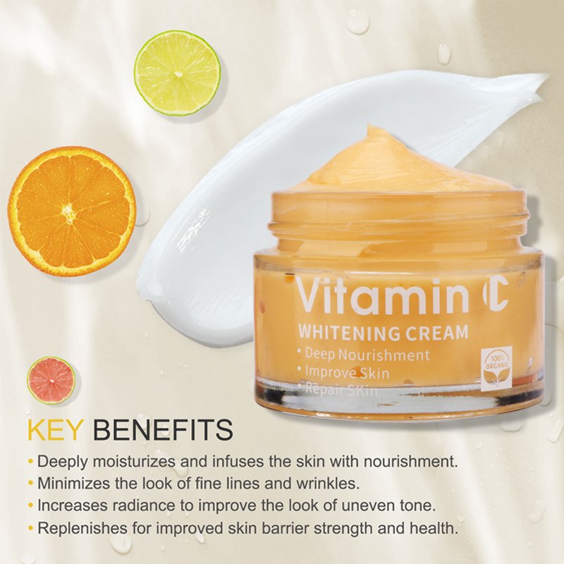 Private Label OEM natural Organic bleaching moisturizing removal dark spot Vitamin C whitening face cream