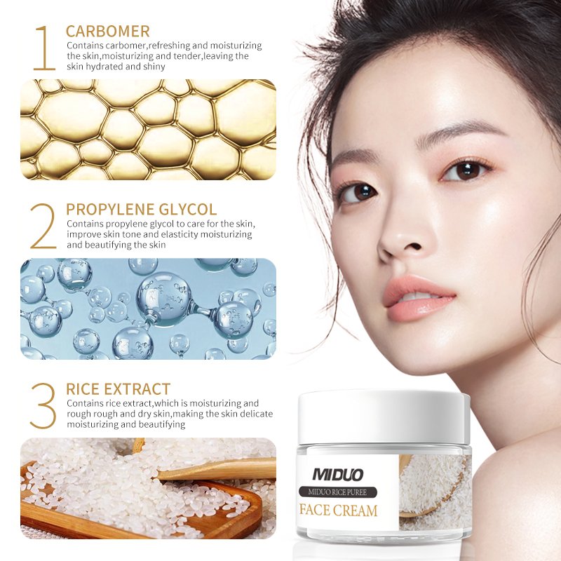 OEM Factory Price 50G Rice Face Cream Whitening Moisturizing Deeply Nourishing Whitening Anti-Wrinkle Face Cream