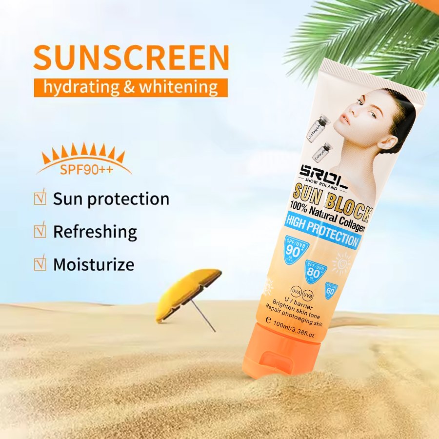 Organic Mineral SPF 60 Whitening Body Lotion Waterproof Face Care Sunscreen Cream for Sunburn Prevention for Tanning