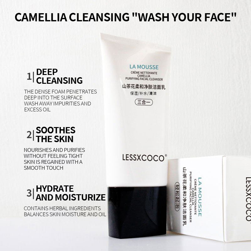 Private Label Face Cleanser Gentle Rich Foam Deep Face Wash Oil Blemish Control Hydrating Camellia Purify Facial Cleanser