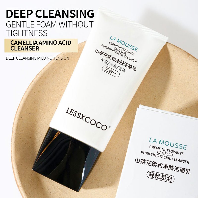 Private Label Face Cleanser Gentle Rich Foam Deep Face Wash Oil Blemish Control Hydrating Camellia Purify Facial Cleanser