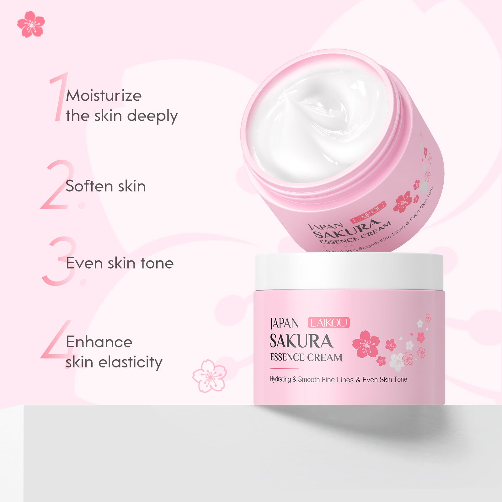 LAIKOU Japan Sakura Essence Cream 50g Antiwrinkle Daytime Makeup Primer Night Face Cream