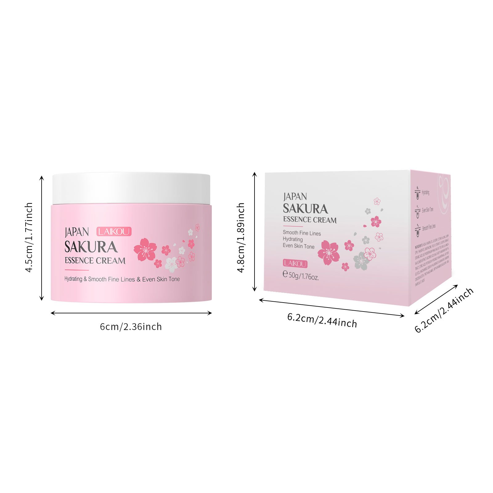 LAIKOU Japan Sakura Essence Cream 50g Antiwrinkle Daytime Makeup Primer Night Face Cream