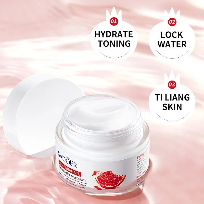 SADOER Red Pomegranate Aloe Vera Turmeric Plant Extract Organic Face Cream Brightening Moisturizing Day Cream
