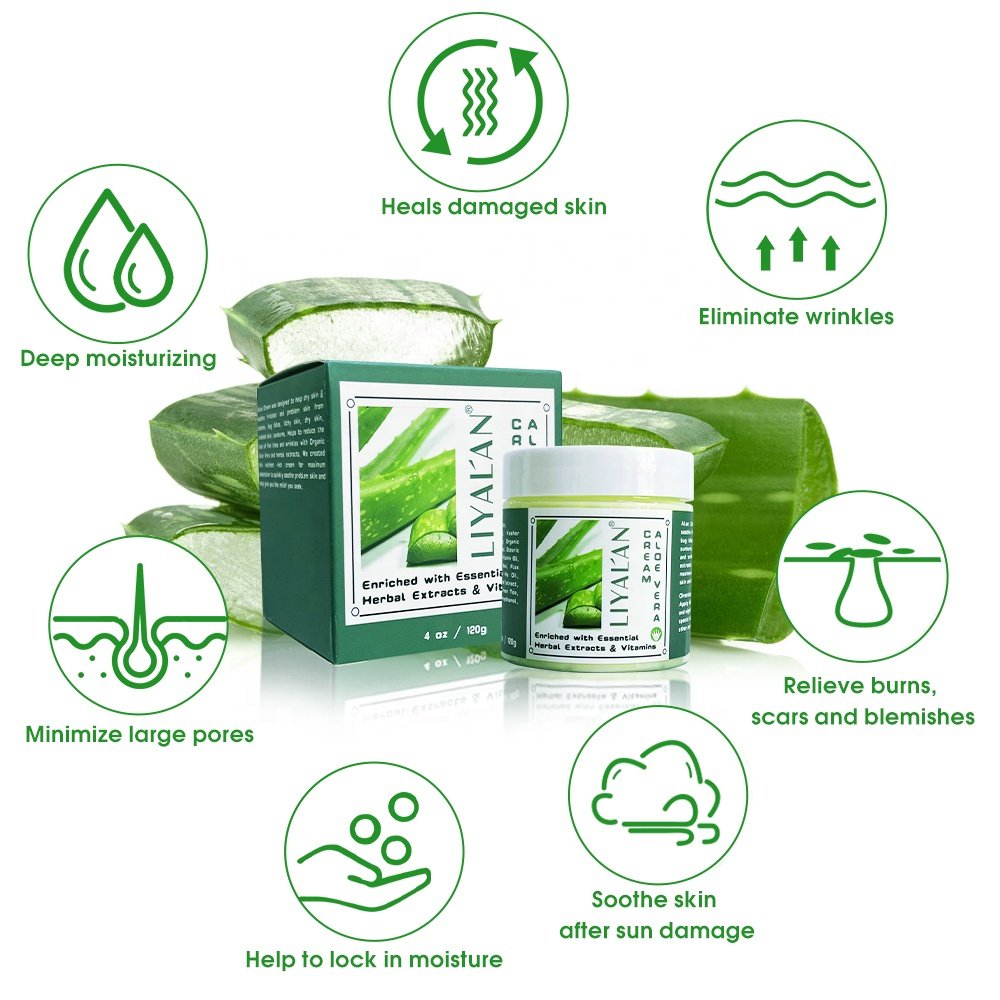Private Label Shrink Pore Soothe Sensitive Skin Smooth Lighten Acne Moisturizing Aloe Vera Face Cream
