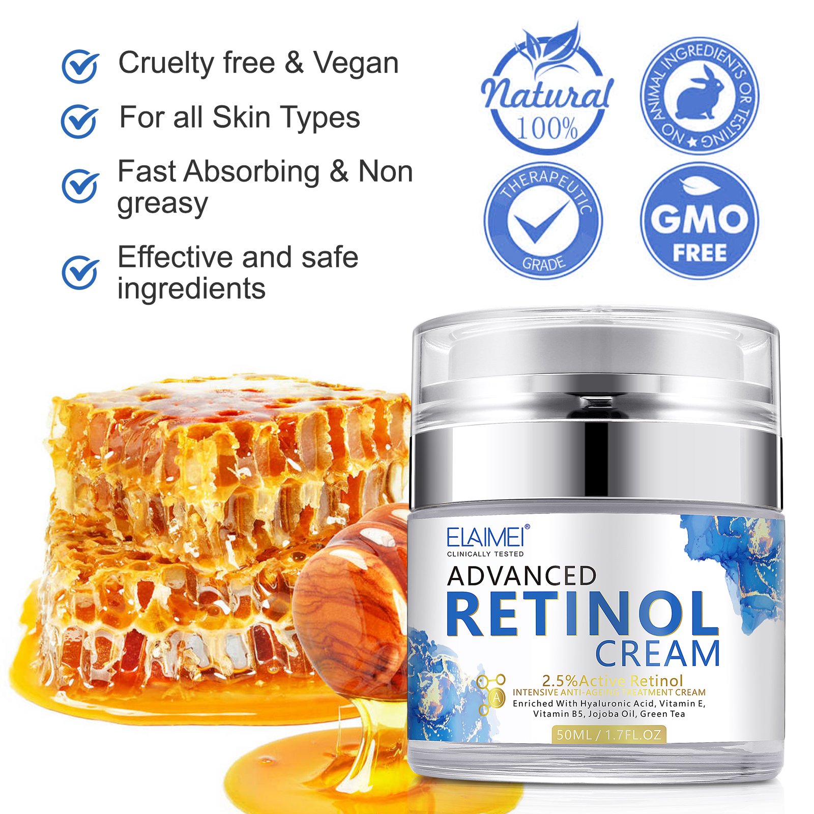 Wholesale Best Face Cream Hyaluronic Acid Moisturizer Retinol Anti Aging Cream for Women