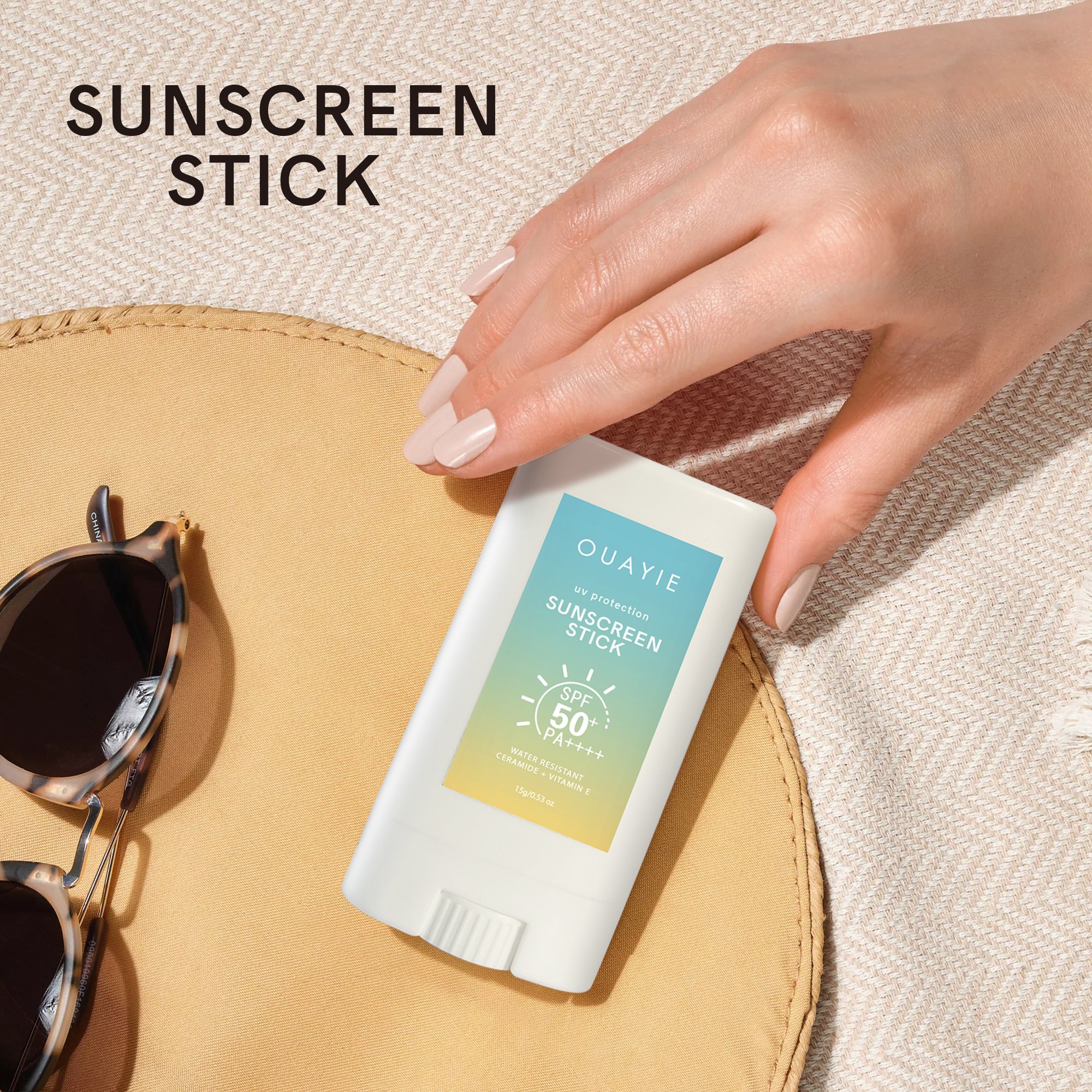 OEM 15G Natural Quick Sunstick Sunblock Solid Oil-Control Moisturizing Waterproof SPF 50 Sunscreen Stick For Face & Body