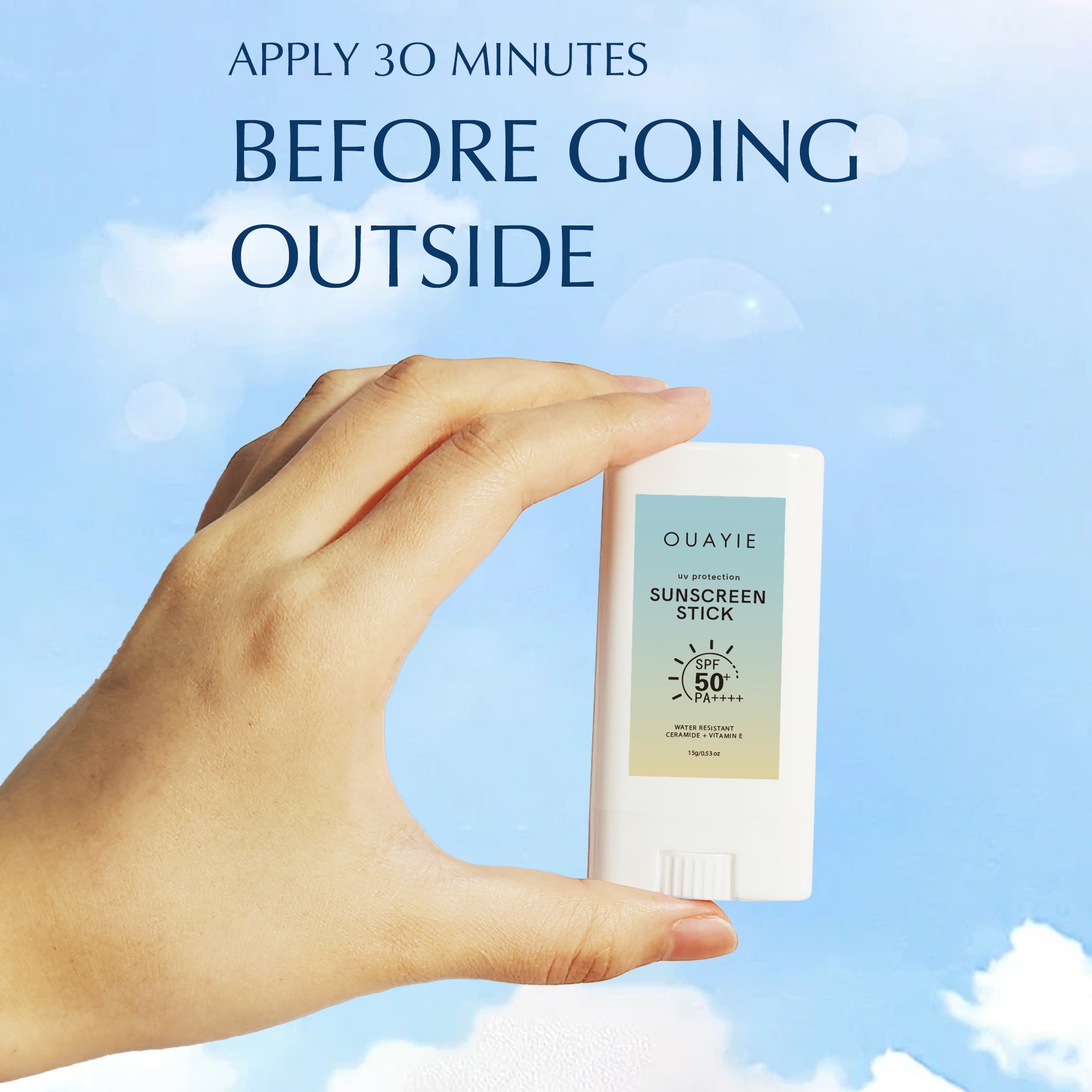 OEM 15G Natural Quick Sunstick Sunblock Solid Oil-Control Moisturizing Waterproof SPF 50 Sunscreen Stick For Face & Body
