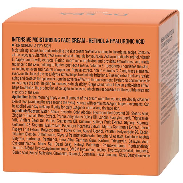 Dr.Sea Cosmetics Intensive Moisturising Face Cream With Retinol and Hyaluronic Acid Facial Cream For Normal and Dry Skin