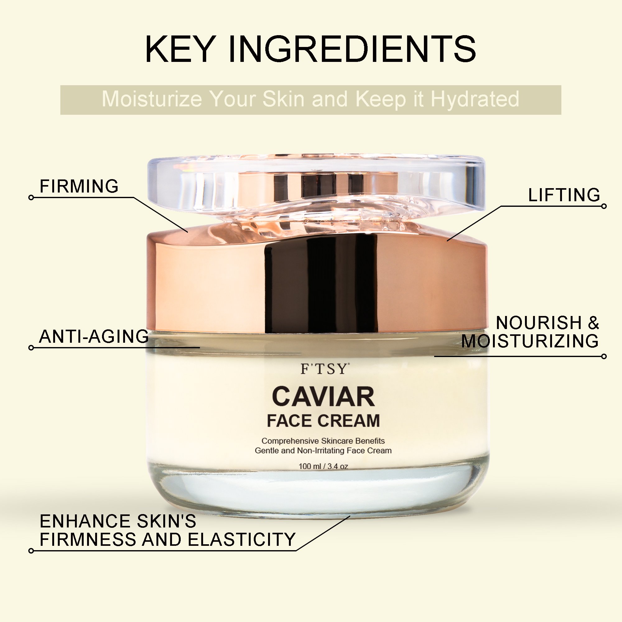 Wholesale Oem Whitening Moisturizing Anti-Wrinkle Caviar Cream Firming Lifting Face Cream