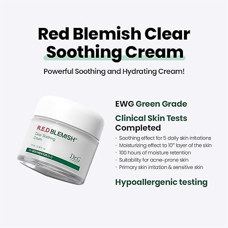 RED Blemish Clear Soothing Cream, Calming Down Cream Soothing Calming Moisturizing Nourishing For Sensitive Skin