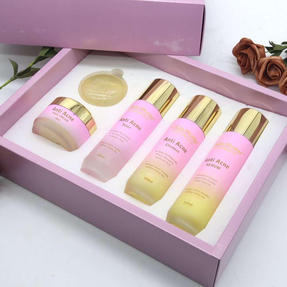 Skin Care Set Anti Acne Treatment Anti Acne Dark Spot Whitening Private Label Serum Face Cream Soaps Anti Acne Skincare Set