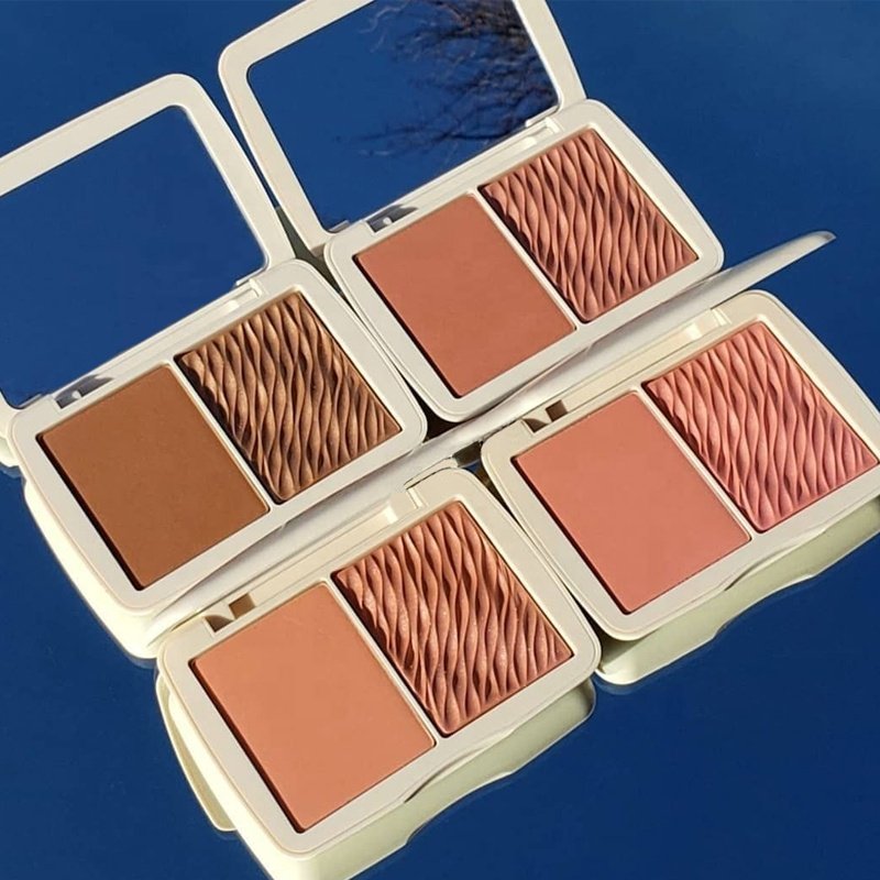 Hot 3 IN 1 Vegan Pink Blush Cheek Tint Palette Cream Pink Blusher Highlighter High Quality Face Makeup Blush Palette