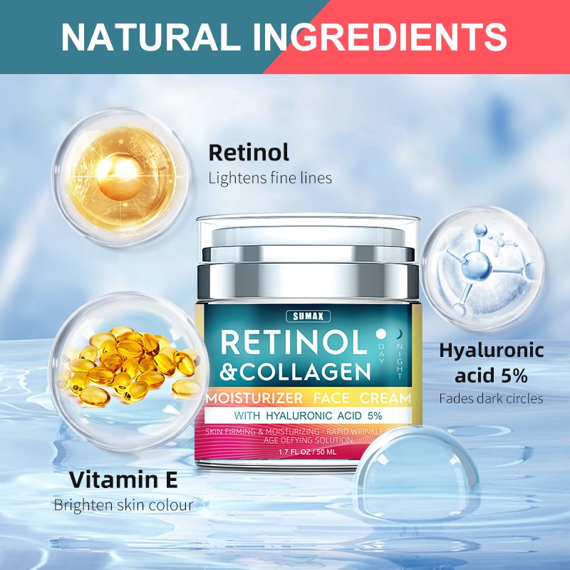 Sumax 50ml Day And Night Use Retinol Face Cream Anti Aging Reduces Fine Lines
