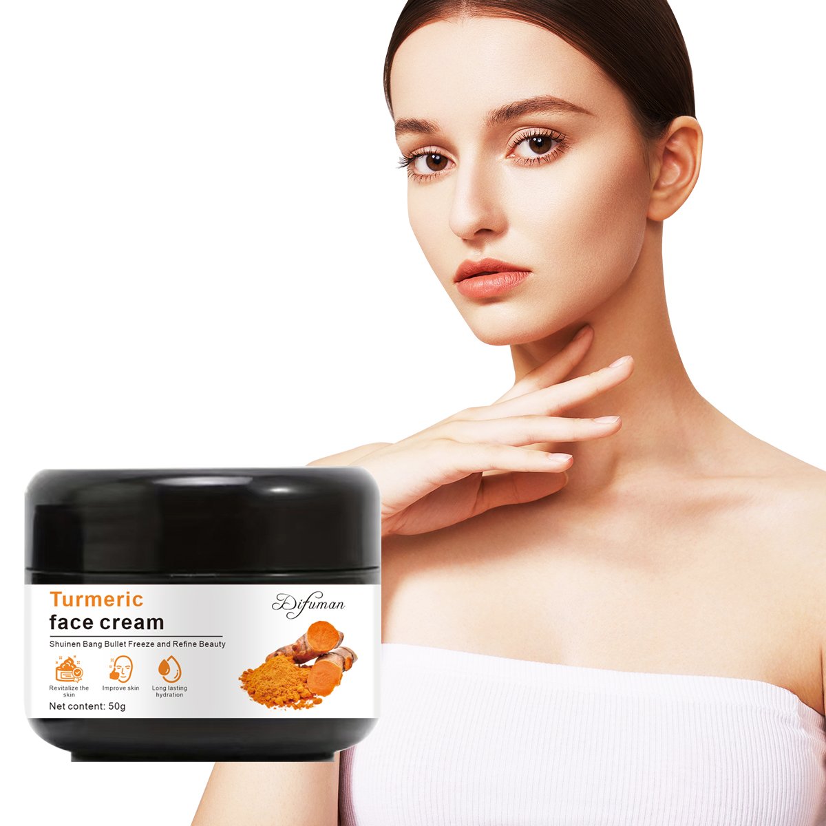 Private Label Face Cream for Women with Turmeric Whitening Acne Treatment Retinol Vitamin C Collagen-for Dark Skin