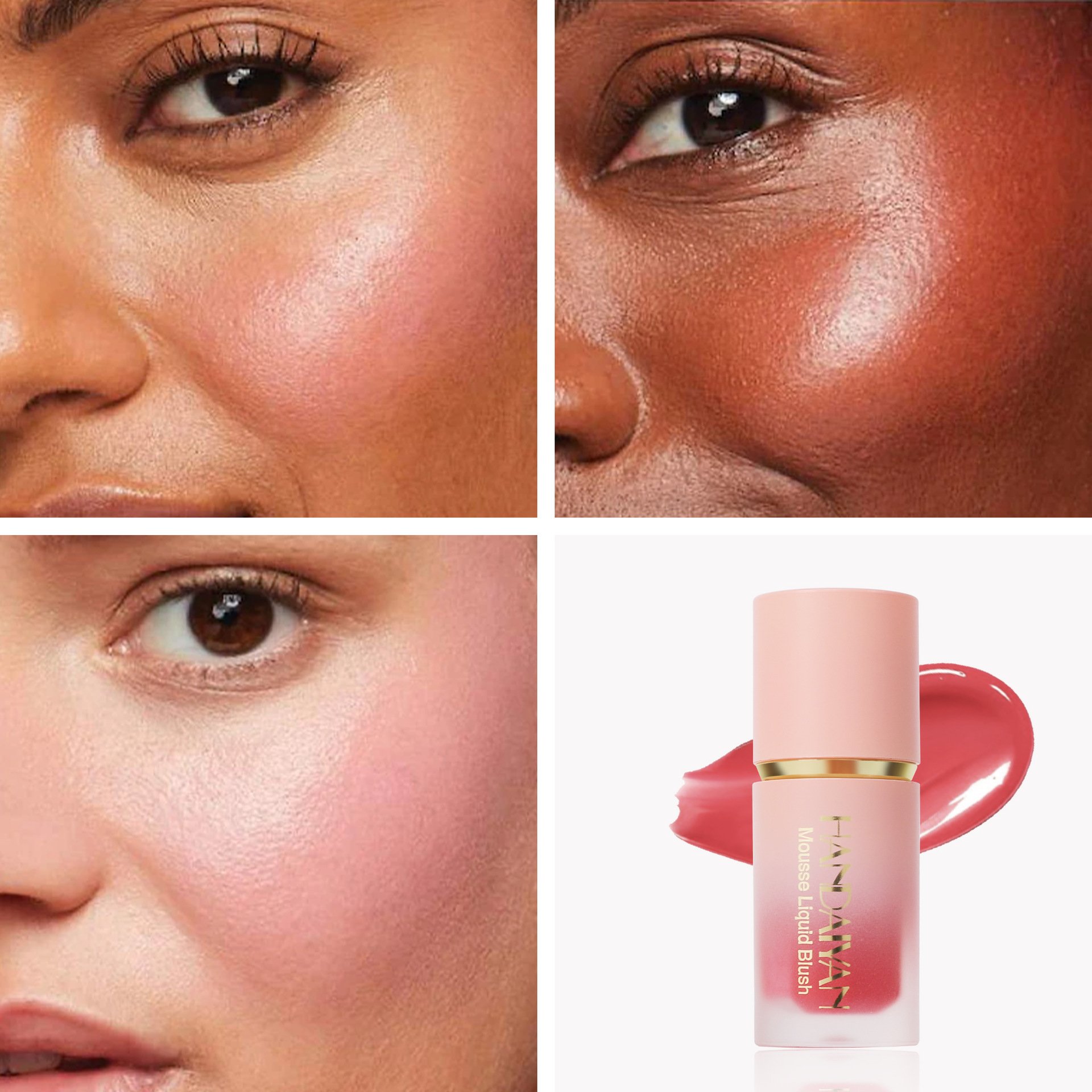 HANDAIYAN Hot Sale Liquid Cream Blush Lip Eye Cheek long lasting Tint Makeup Multiple colors Waterproof Liquid Blush Makeup