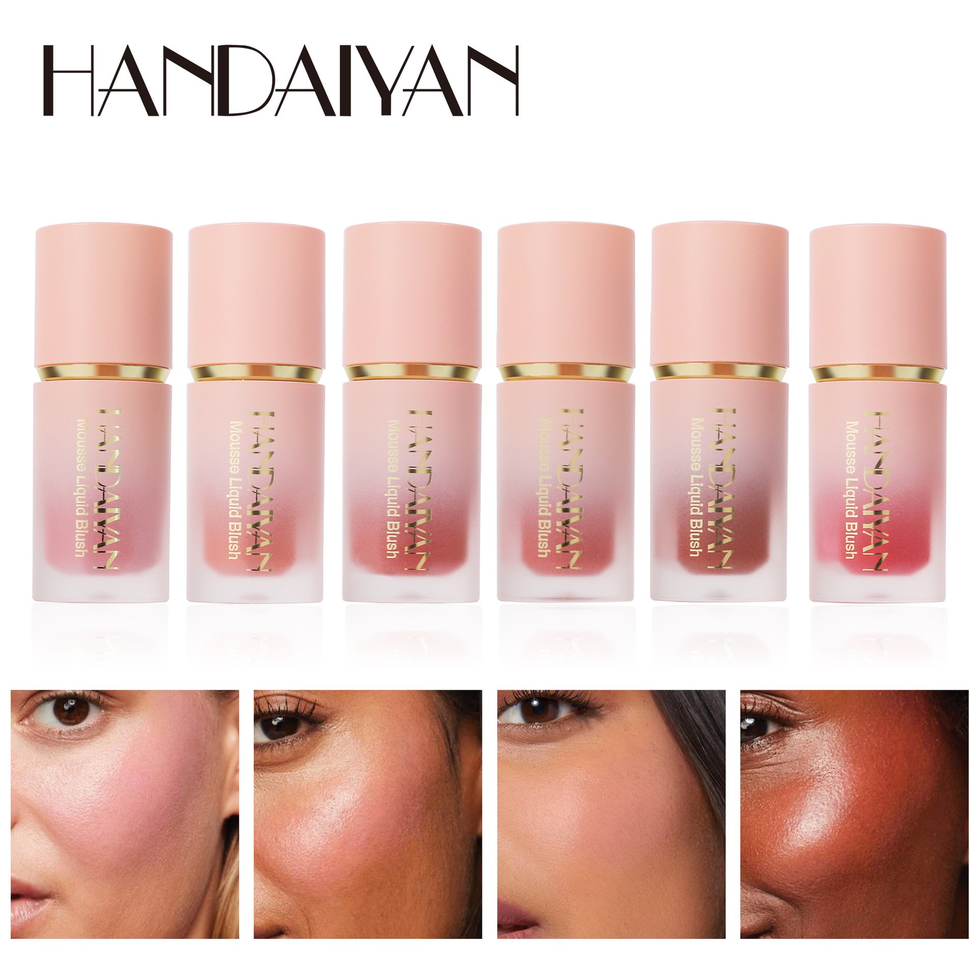 HANDAIYAN Hot Sale Liquid Cream Blush Lip Eye Cheek long lasting Tint Makeup Multiple colors Waterproof Liquid Blush Makeup