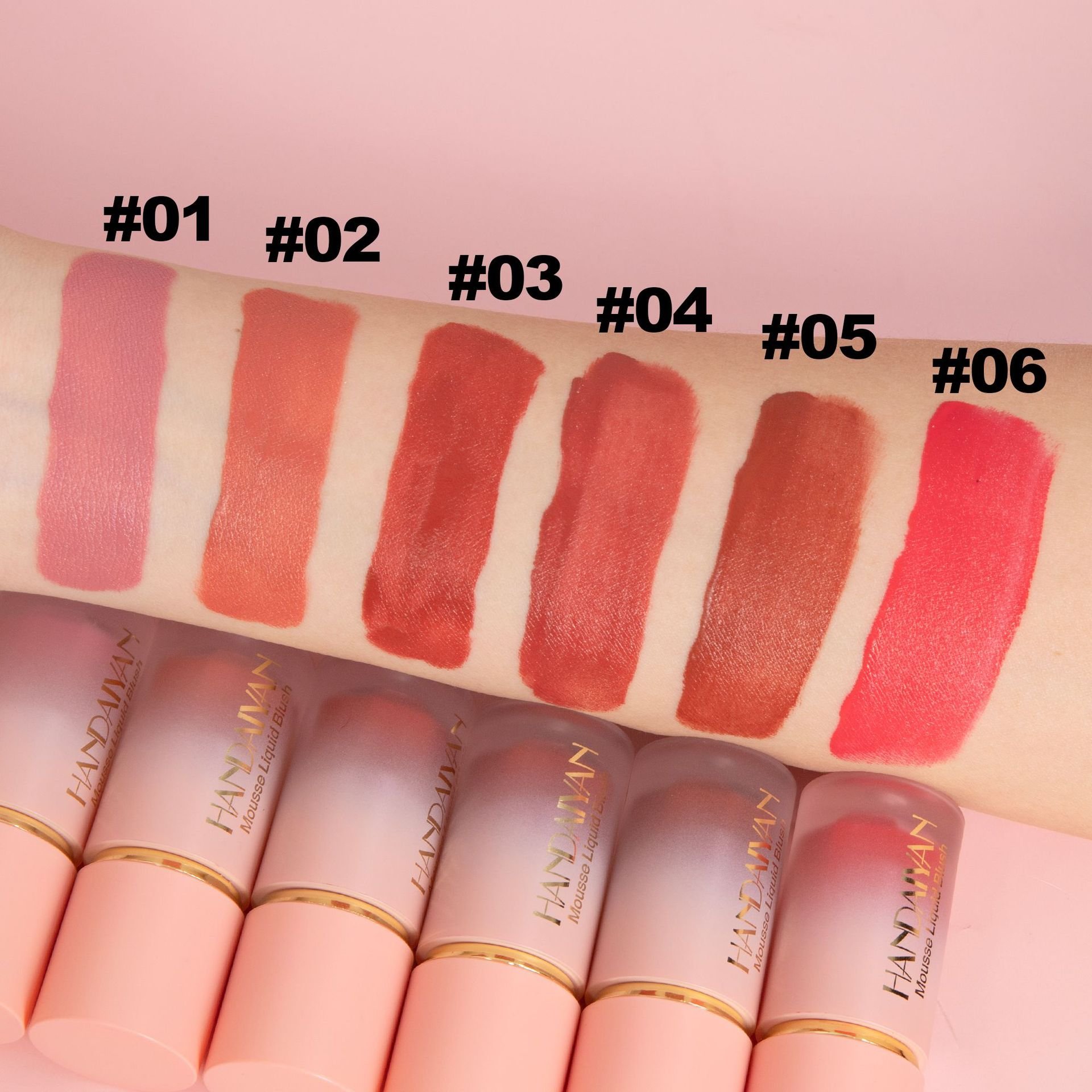 HANDAIYAN Hot Sale Liquid Cream Blush Lip Eye Cheek long lasting Tint Makeup Multiple colors Waterproof Liquid Blush Makeup