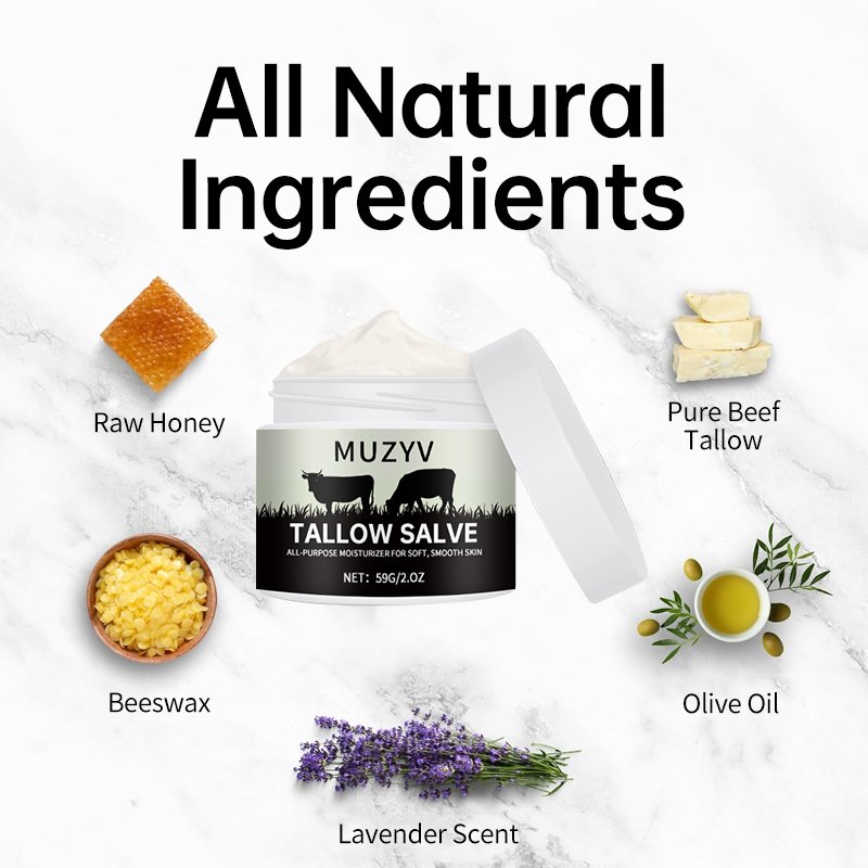 Custom Skin Repair Skincare Natural Grass Fed Beef Tallow Honey All Purpose Balm