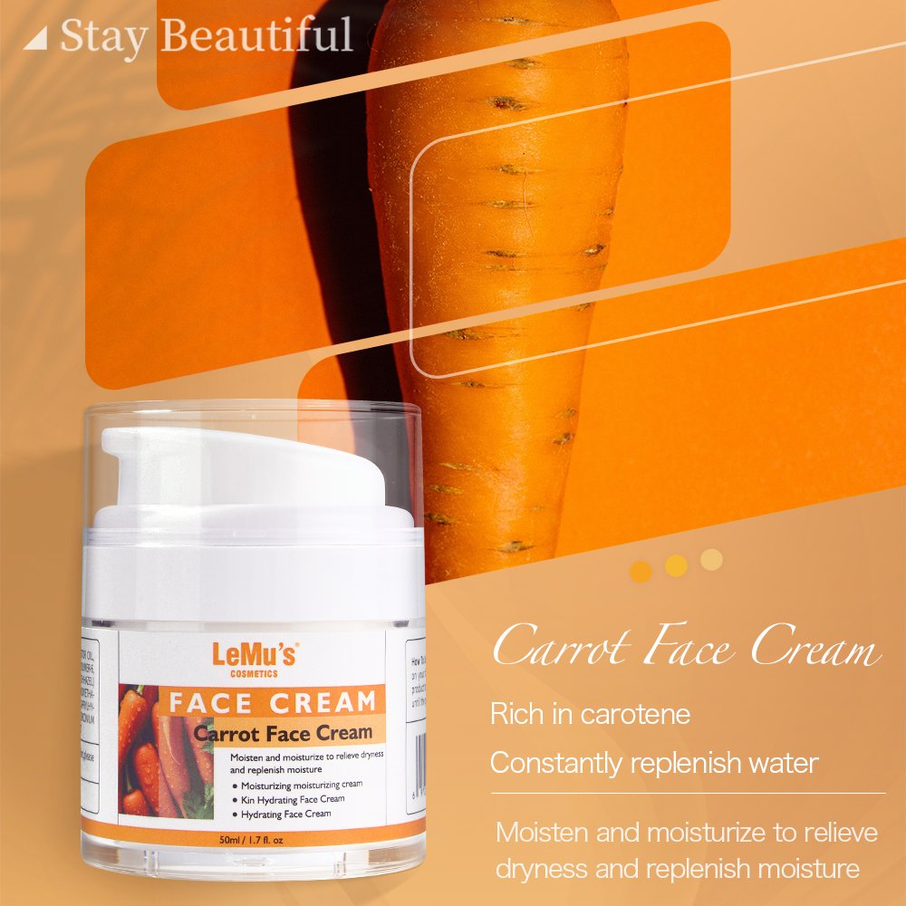 Private Label Carotene Skin Care Moisturizing Hydrating Whitening Brightening Repairing Carrot Face Cream