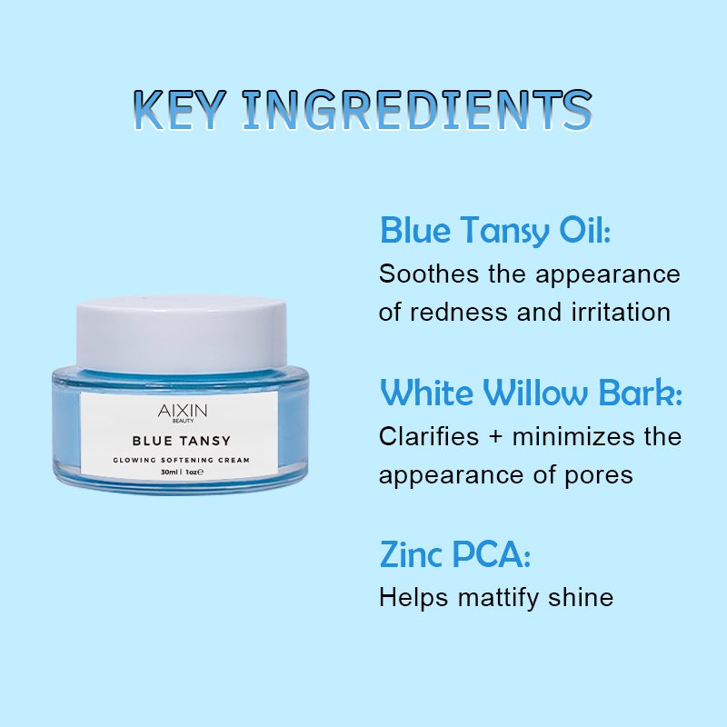 Korean Private Label Vegan Skin care Face Cream Anti Wrinkle Silky-Smooth Blue Tansy Glowing Softening Cream