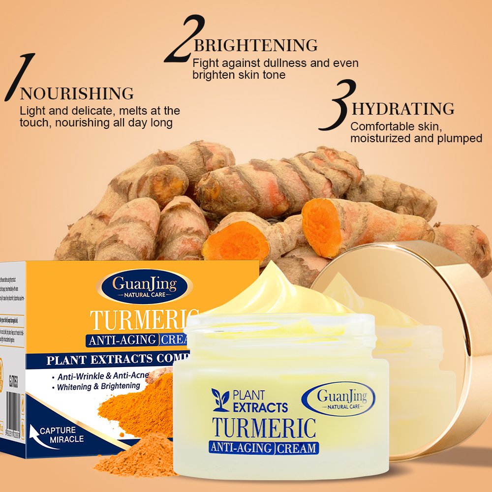 Guanjing Herbal Turmeric Skin Care Cream Organic Turmeric Extract Anti Wrinkles Anti Spots Anti Acne Scars Whitening Face cream