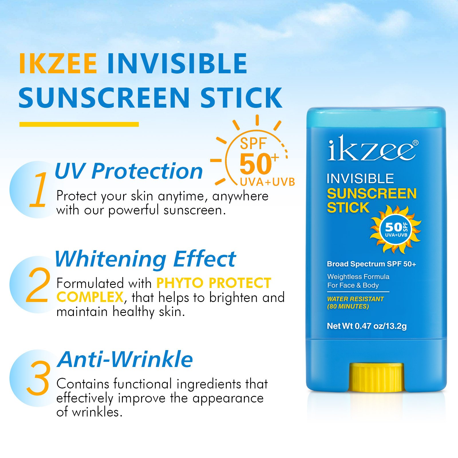 Custom Private Label Invisible Sun Screen StickClear Organic Mineral Spf 50 Sunscreen Stick for Kids Adults Face Body