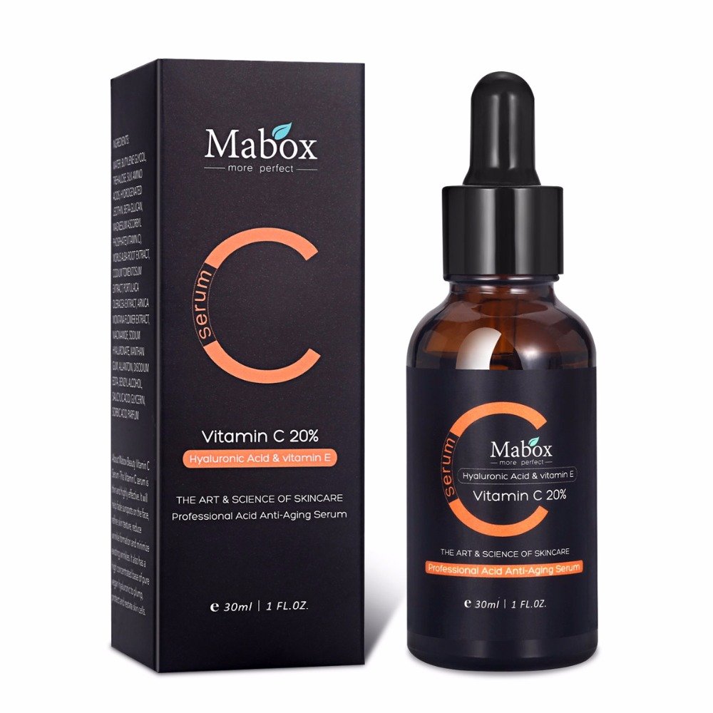 Mabox Vitamin C Whitening Serum Hyaluronic Acid Face Cream & Vitamin E - Organic Anti-Aging Serum for Face Eye Treatment 30ML