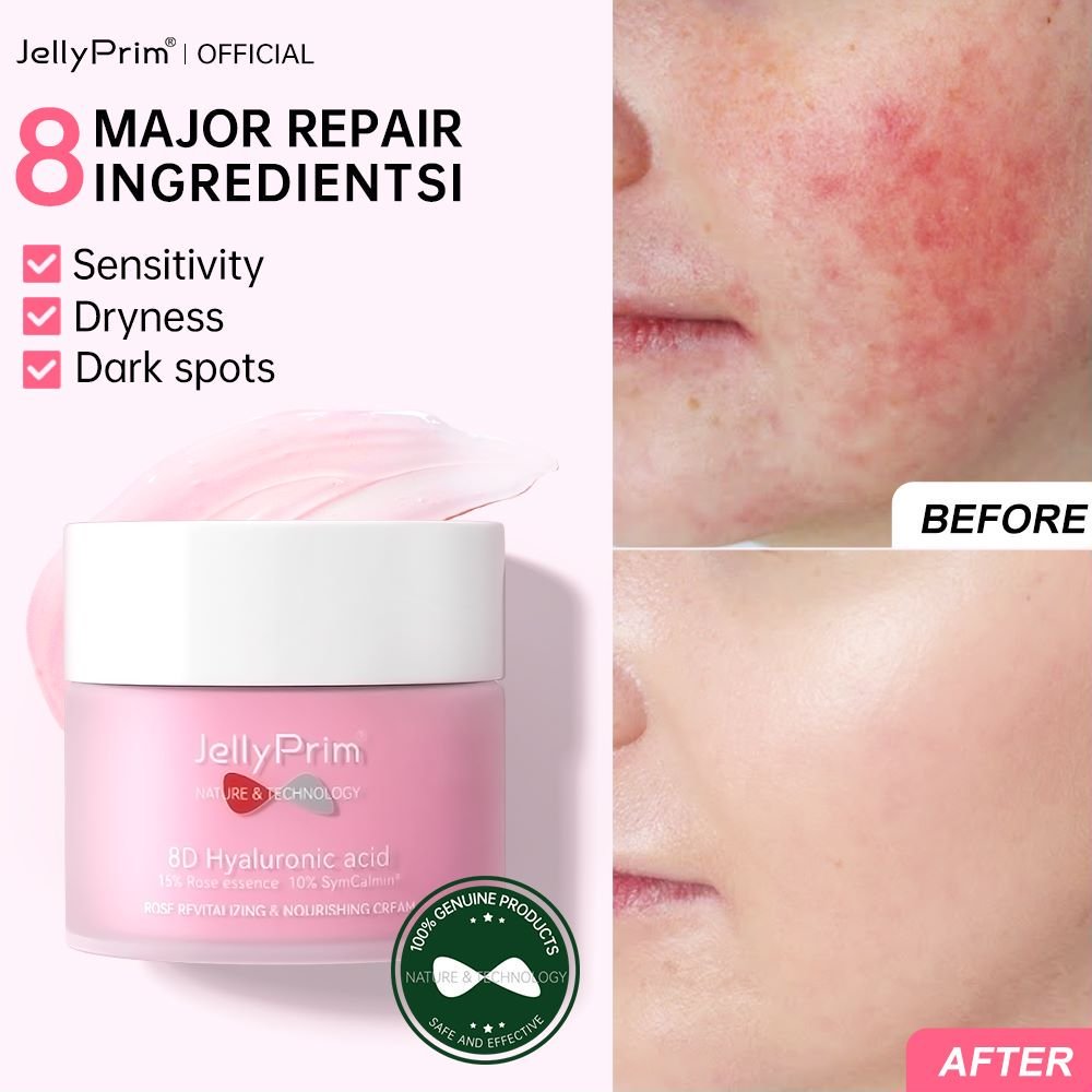 JellyPrim Rose Nourishing face cream Private label organic Deep moisturizer Lightening Anti-Aging Facial Cream