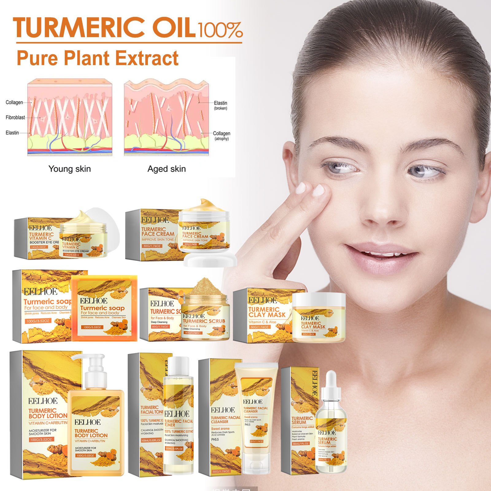 Wholesale Private Label Natural Vitamin C Whitening Anti Aging Wrinkle Acne Dark Spot Remover Moisturizing Turmeric Face Cream