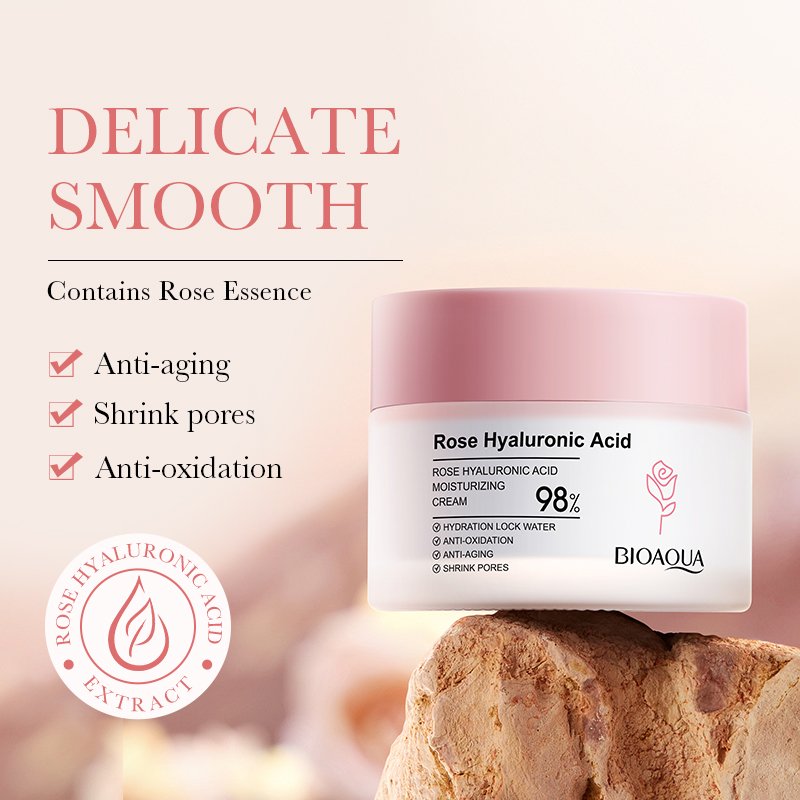 OEM BIOAQUA Private Label Skin Care Products Rose Hyaluronic Acid Gently Nourish Delicate Skin Moisturizing Whitening Face Cream
