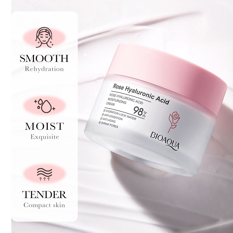 OEM BIOAQUA Private Label Skin Care Products Rose Hyaluronic Acid Gently Nourish Delicate Skin Moisturizing Whitening Face Cream