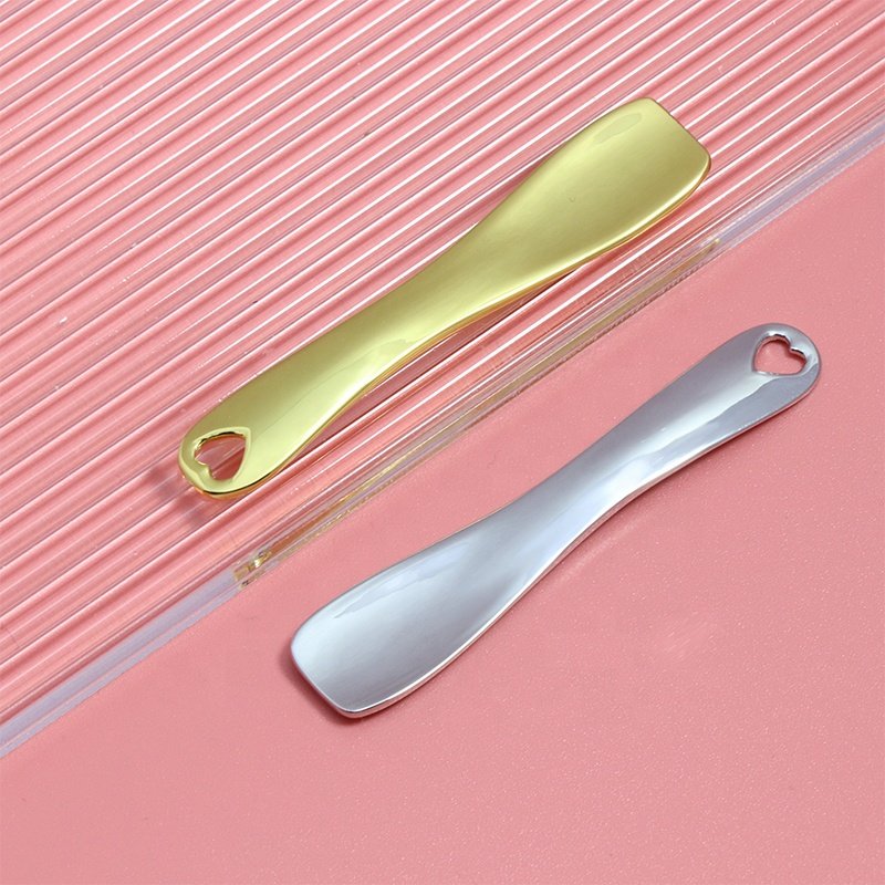 Custom Logo mini Metal Eye Cream Massage spoon Beauty heart gold cosmetics Spatula