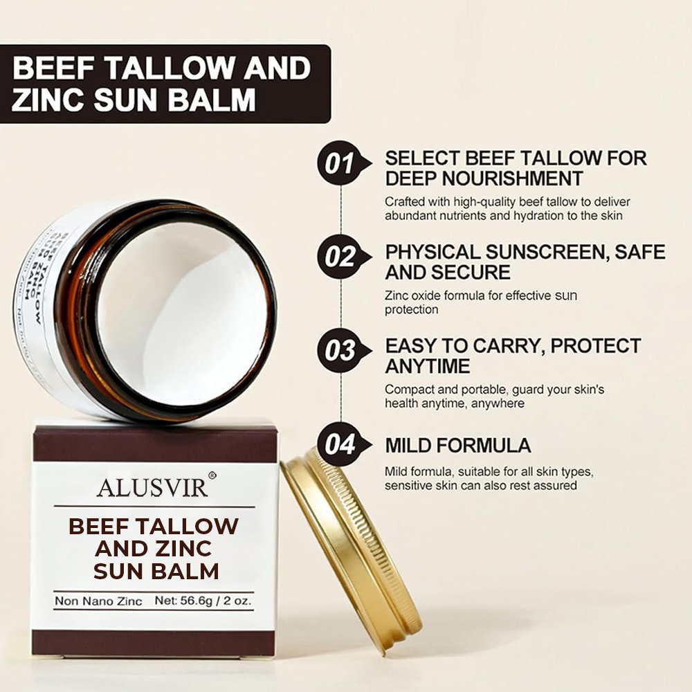 Private Label Natural 100% Grass Fed Beef Tallow And Zinc Sun Face Moisturizer Balm Skin Care Tallow Sunscreen