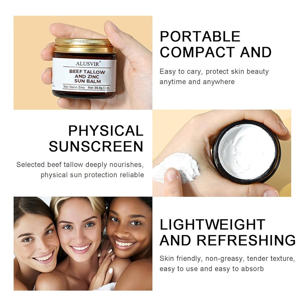 Private Label Natural 100% Grass Fed Beef Tallow And Zinc Sun Face Moisturizer Balm Skin Care Tallow Sunscreen