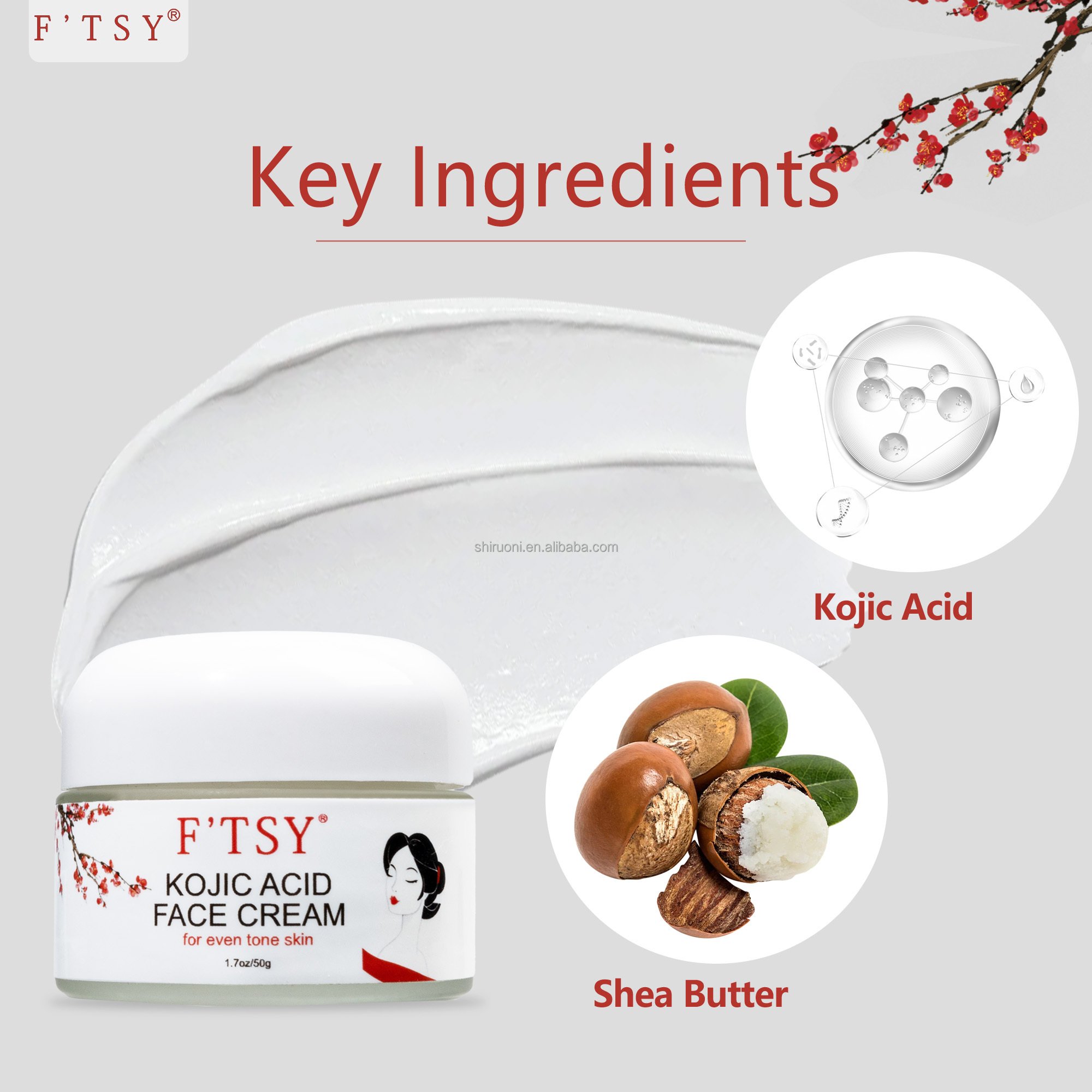 Private Label Kojic Acid Glycolic Acid Collagen Skin Brightening Remove Dark Spots Face Cream for Face Body Hand